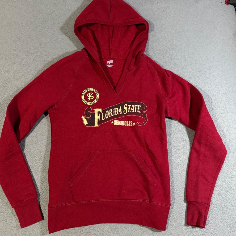 Vintage Soffe Florida State Seminoles V-Neck Hoodie Sweatshirt Women's Size‎ XL